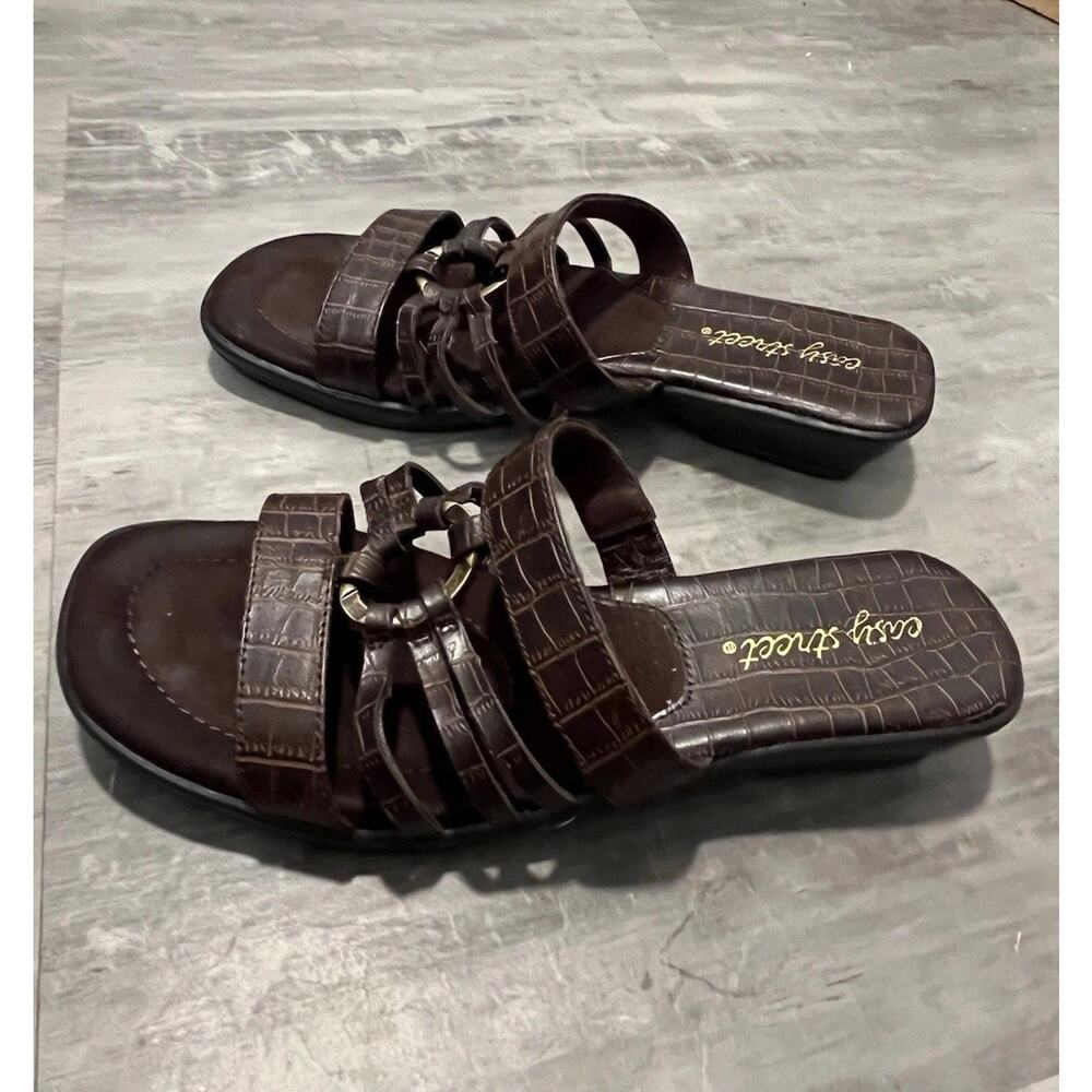 Easy Street Torrid Slip On Sandal Brown Croc Padded Comfort Insole Size 8